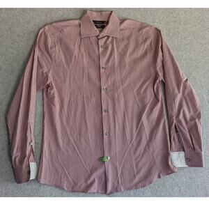 Paul Smith Men Dress Shirt Size 39 Byard Picnic Red Plaid Preppy Work Italy